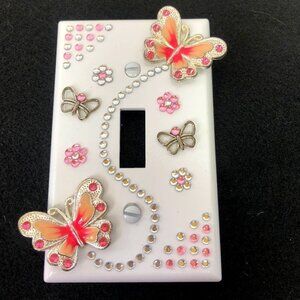 💕2/$25💕 Pink Butterflies Light Switch Plate Cover Handcrafted